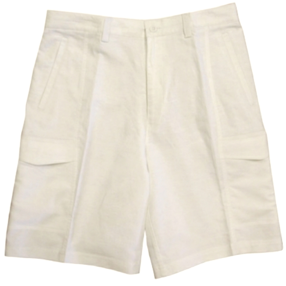 Cubavera Mens 6 Pocket Dress Cargo Short Cream Cotton Linen Blend Size 36